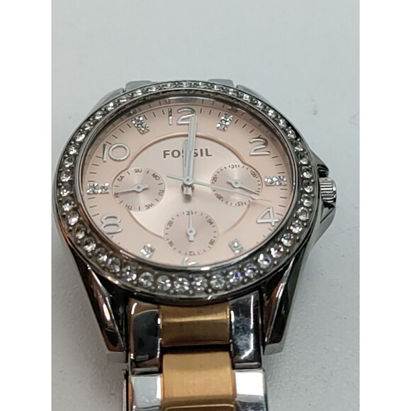 Fossil Riley ES4145 Women's Stainless Steel Rose Analog Dial Quartz Watch KL388 - Picture 1 of 5